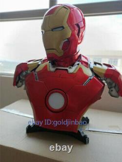 1/1 Scale Iron Man MK43 Bust Statue Painted Figure Lifesize Led Light In Stock