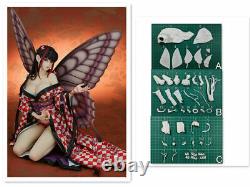 Anime Red Butterfly Hoteri Girl Unassembled Figure Unpainted GK Model Resin Kits