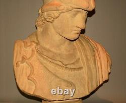 Caproni Antique Original Minerva Athena Ancient Plaster Bust Statue Sculpture