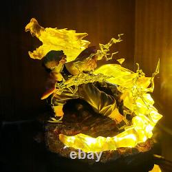 Demon Slayer Agatsuma Zenitsu LED Light Action Figures Resin Platform Model 22cm