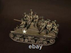 Unpainted 1/35 14pcs US Infantry Soldiers WW2 Resin Figure Model Kit (No Tank)