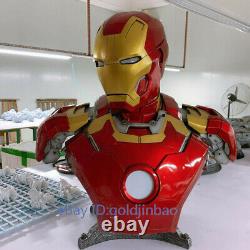 1/1 Échelle Iron Man Mk43 Statue De Buste Figurine Peinte Lifesize Led Light En Stock