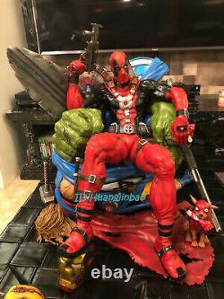Deadpool Resin Model Painted Statue In Stock Throne Figurine Collection Sculpture