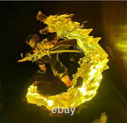 Demon Slayer Agatsuma Zenitsu Led Light Figurines D'action Resin Platform Model 22cm