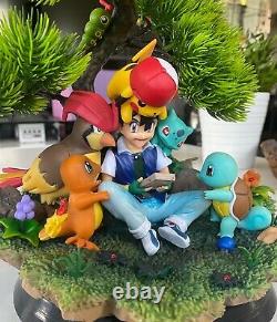 Énorme Ash & Sa Statue Pokemon! (rare) Bonsai Tree Pikachu Figure Modèle Résine
