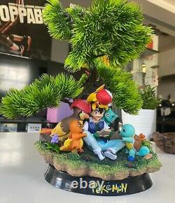 Énorme Ash & Sa Statue Pokemon! (rare) Bonsai Tree Pikachu Figure Modèle Résine