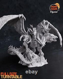 Kit de modèle en résine non peint et non assemblé de figure d'art de fan de dragon hydra imprimé en 3D en 8k.