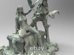 Modèle 3D imprimé non assemblé et non peint de Sexy Vampirella et Lady Death, livraison rapide.