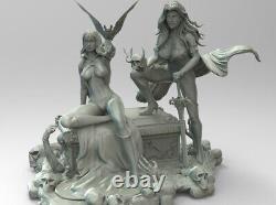Modèle 3D imprimé non assemblé et non peint de Sexy Vampirella et Lady Death, livraison rapide.