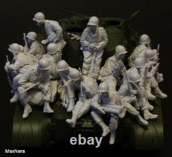 Unpainted 1/35 15pcs Us Soldiers Pack Military Resin Figure Model Kit (no Tank)