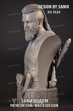 Vikings Ragnar Lothbrok Kit de modèle en résine à l'échelle non peint 3D imprimé