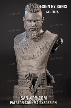 Vikings Ragnar Lothbrok Kit de modèle en résine à l'échelle non peint 3D imprimé